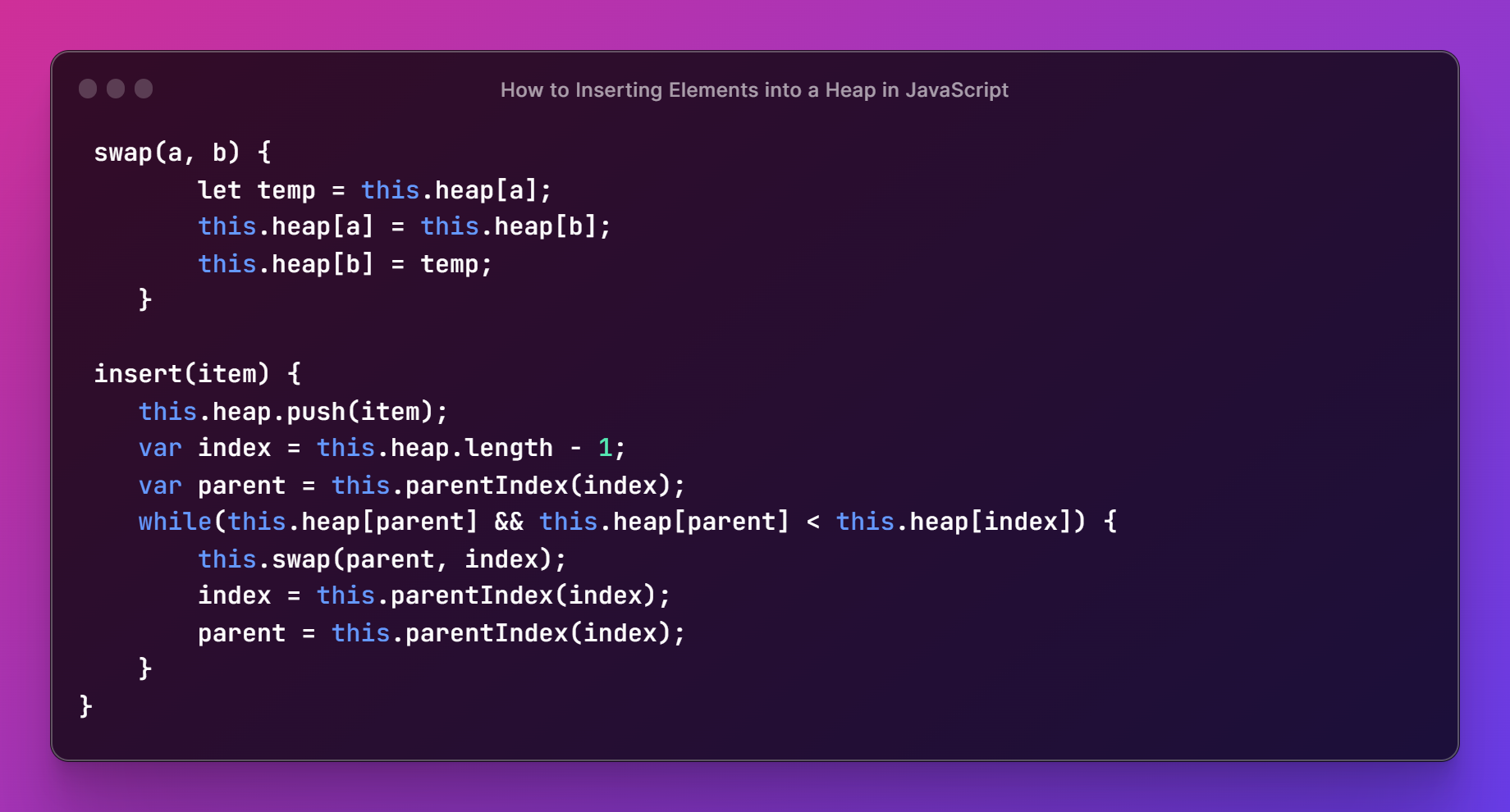Inserting Elements into a Heap in JavaScript